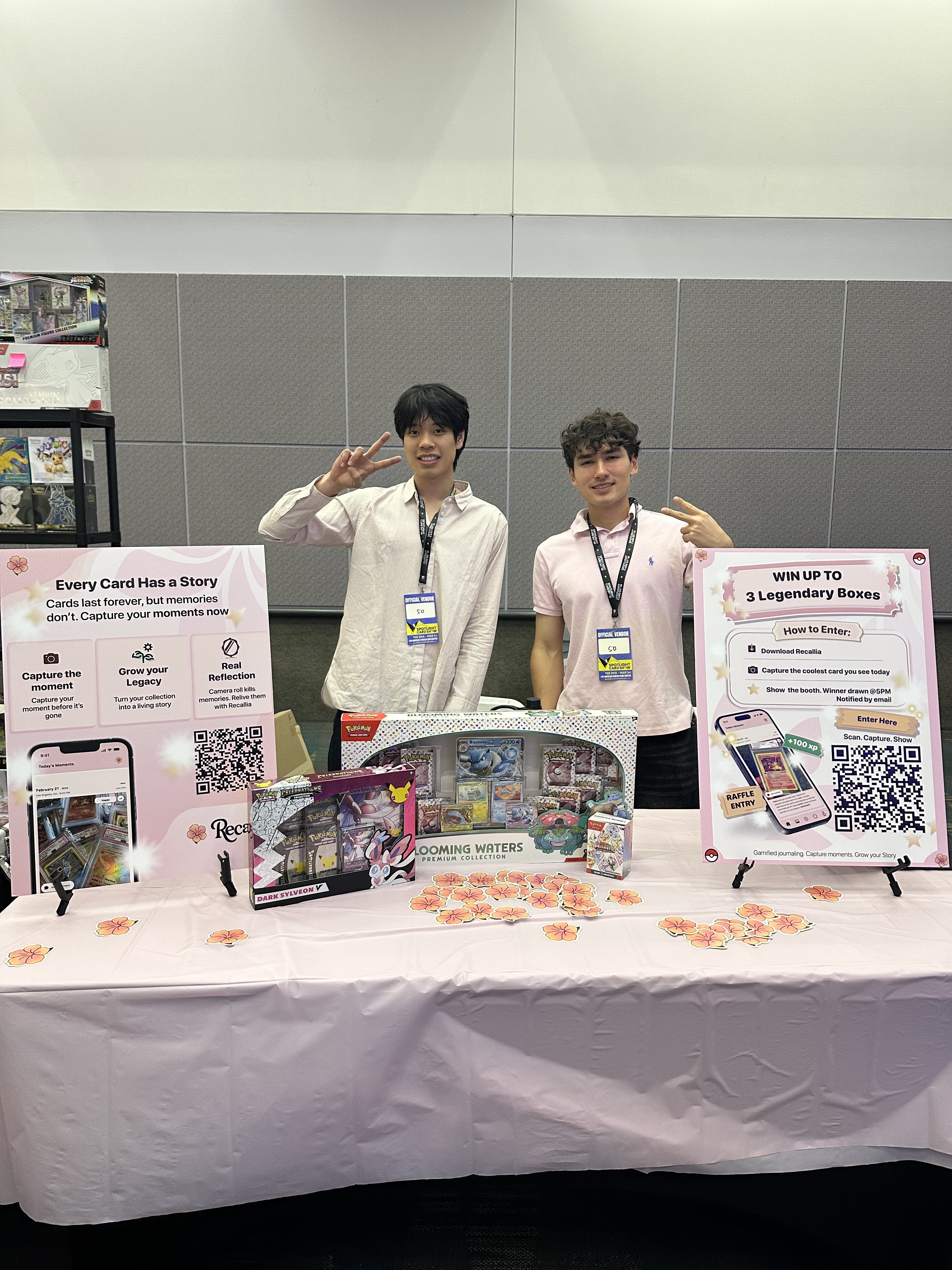 Charlie and Joshua at the Recallia booth, Spotlight Card Show